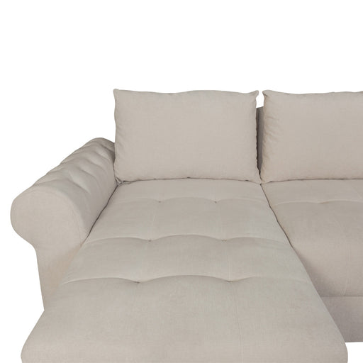 Coltar Extensibil Stanga Trendy, 5 Locuri, Lada Depozitare, Crem, Wind 5, 275 Cm