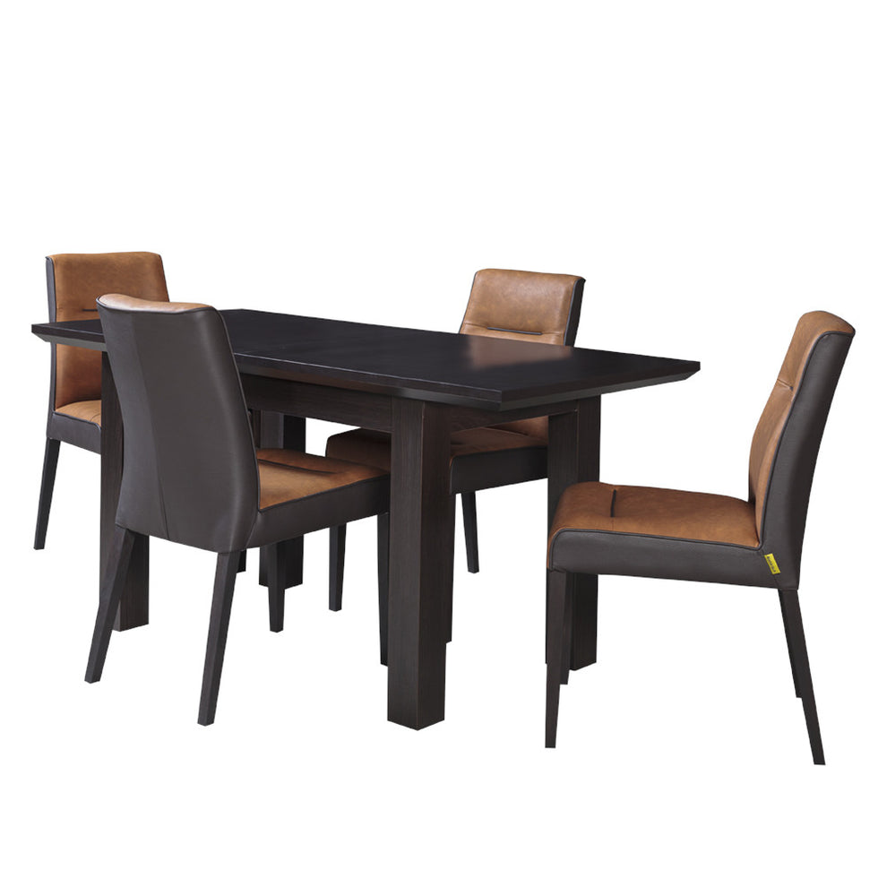 Set masa extensibila Fiona cu 4 Scaune, Brun inchis, 120/160 x 75.6 x 78 cm