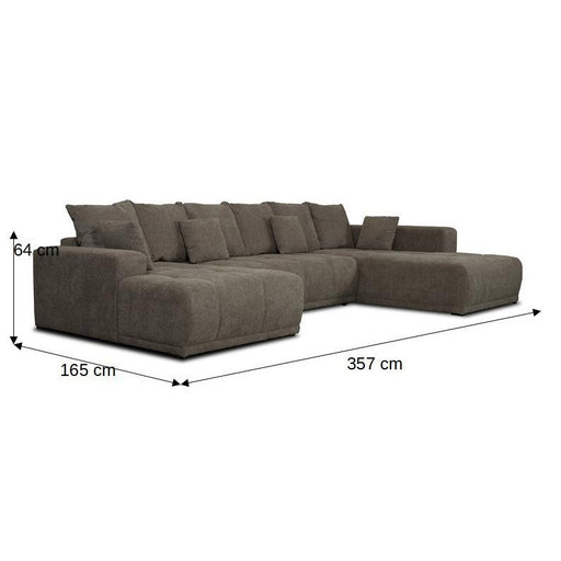 Coltar U Extensibil Otis Dreapta, 6 Locuri, Lada Depozitare, Maro, 357 Cm
