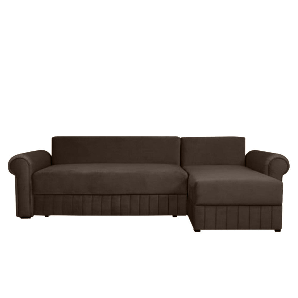 Coltar Extensibil Dreapta Chic, 5 Locuri, Lada Depozitare, Maro, 273 Cm