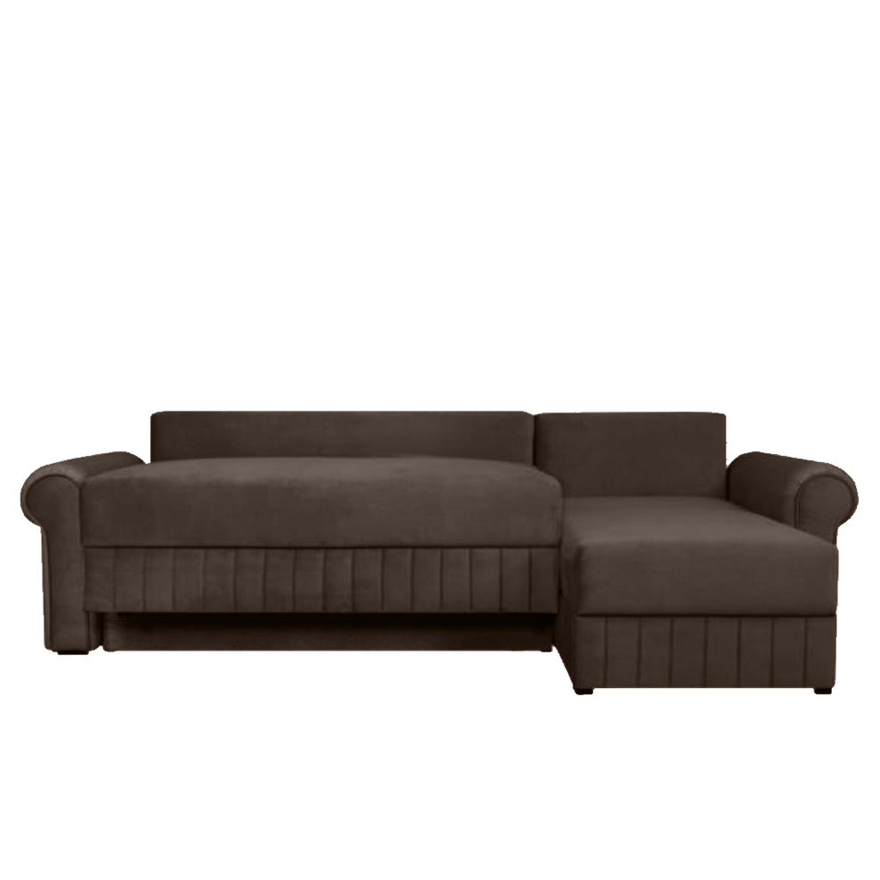 Coltar Extensibil Dreapta Chic, 5 Locuri, Lada Depozitare, Maro, 273 Cm