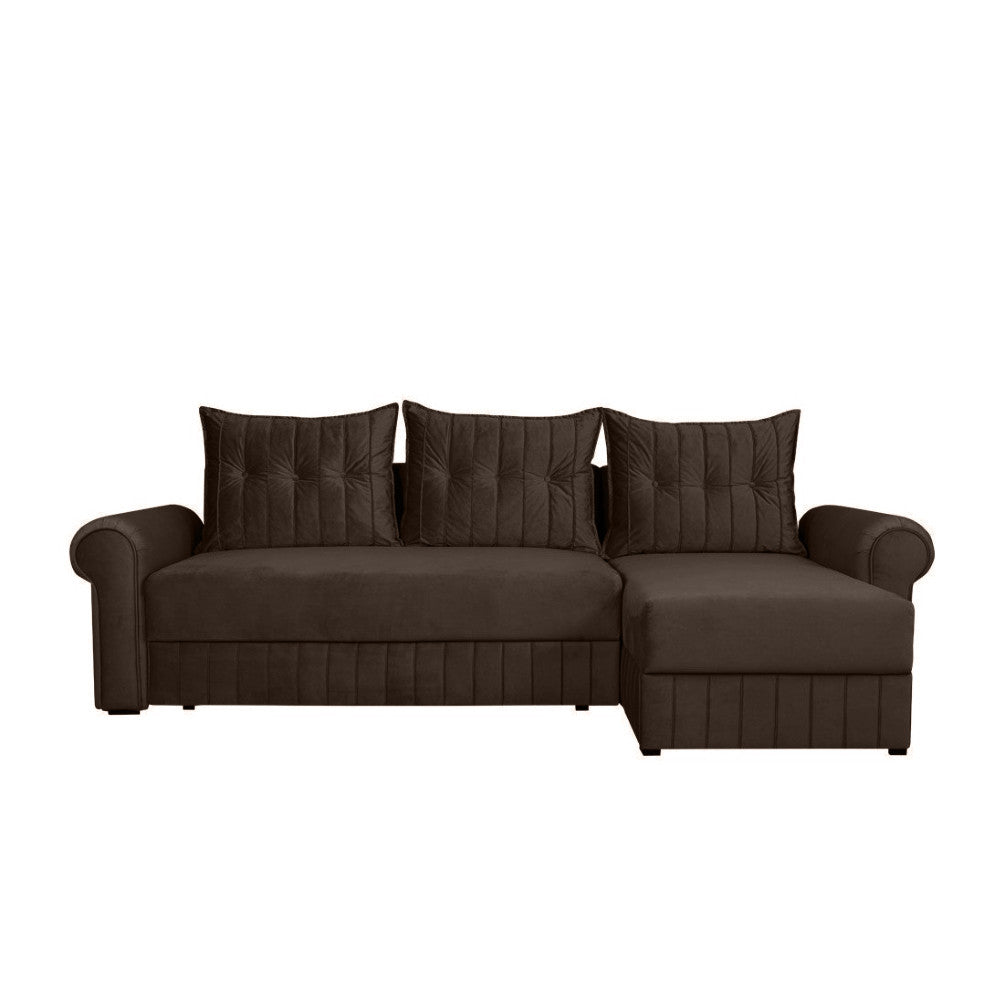 Coltar Extensibil Dreapta Chic, 5 Locuri, Lada Depozitare, Maro, 273 Cm