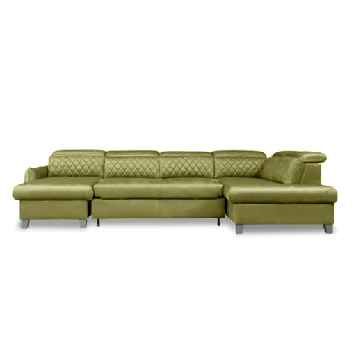 Coltar U Extensibil Tiago, Dreapta, 6 Locuri, Tetiere Reglabile, Verde Olive, 330 Cm