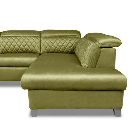 Coltar U Extensibil Tiago, Dreapta, 6 Locuri, Tetiere Reglabile, Verde Olive, 330 Cm