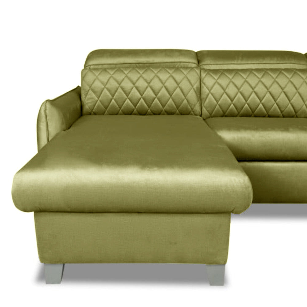 Coltar U Extensibil Tiago, Dreapta, 6 Locuri, Tetiere Reglabile, Verde Olive, 330 Cm