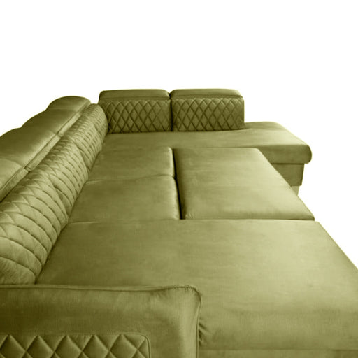 Coltar U Extensibil Tiago, Dreapta, 6 Locuri, Tetiere Reglabile, Verde Olive, 330 Cm