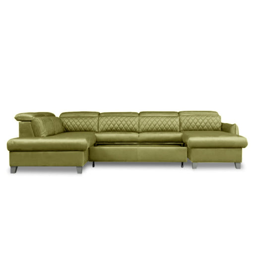 Coltar U Extensibil Tiago, Stanga, 6 Locuri, Tetiere Reglabile, Verde Olive, 330 Cm