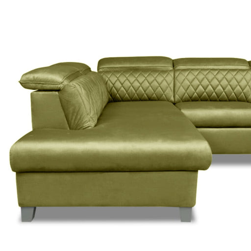 Coltar U Extensibil Tiago, Stanga, 6 Locuri, Tetiere Reglabile, Verde Olive, 330 Cm
