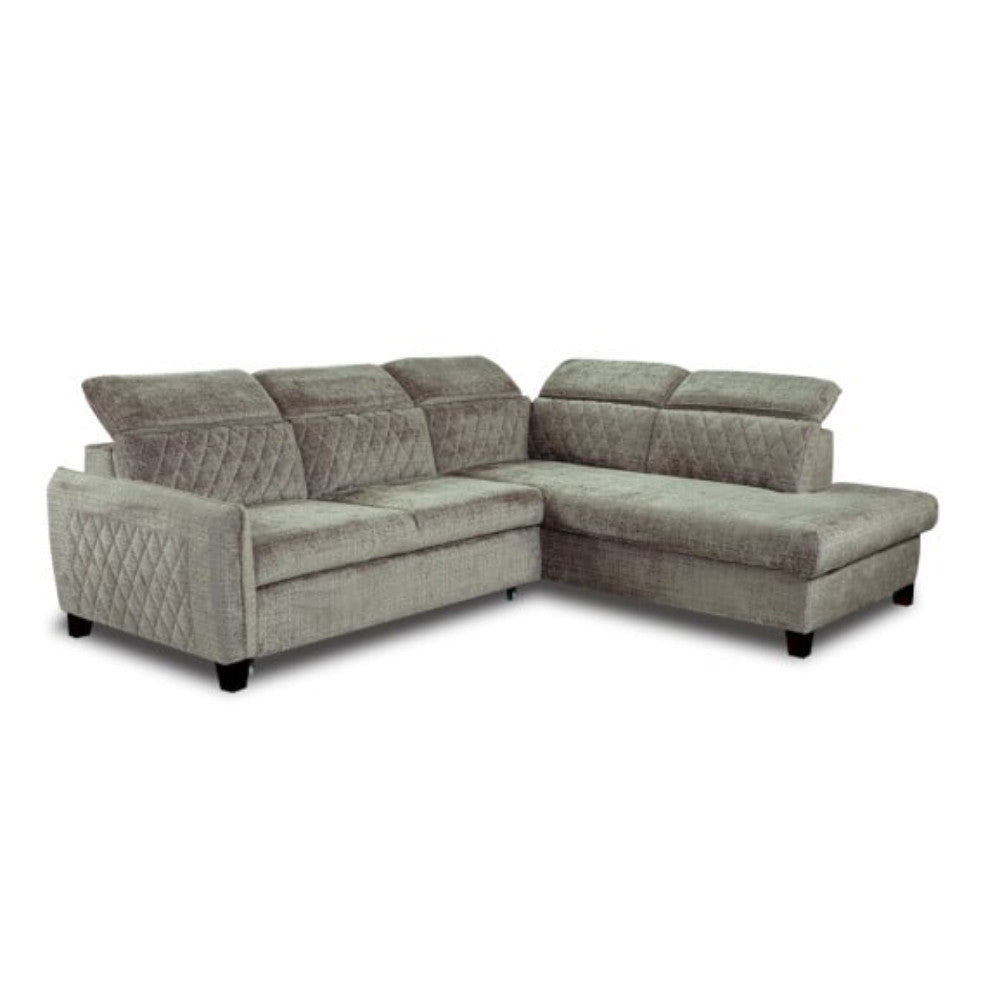 Coltar Extensibil Cu Otoman Dreapta Tiago, 5 Locuri, Tetiere Reglabile, Maro, 255 Cm