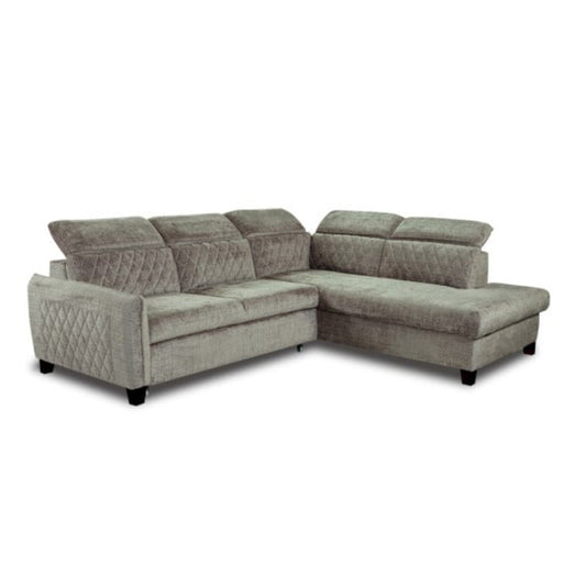 Coltar Extensibil Cu Otoman Dreapta Tiago, 5 Locuri, Tetiere Reglabile, Maro, 255 Cm