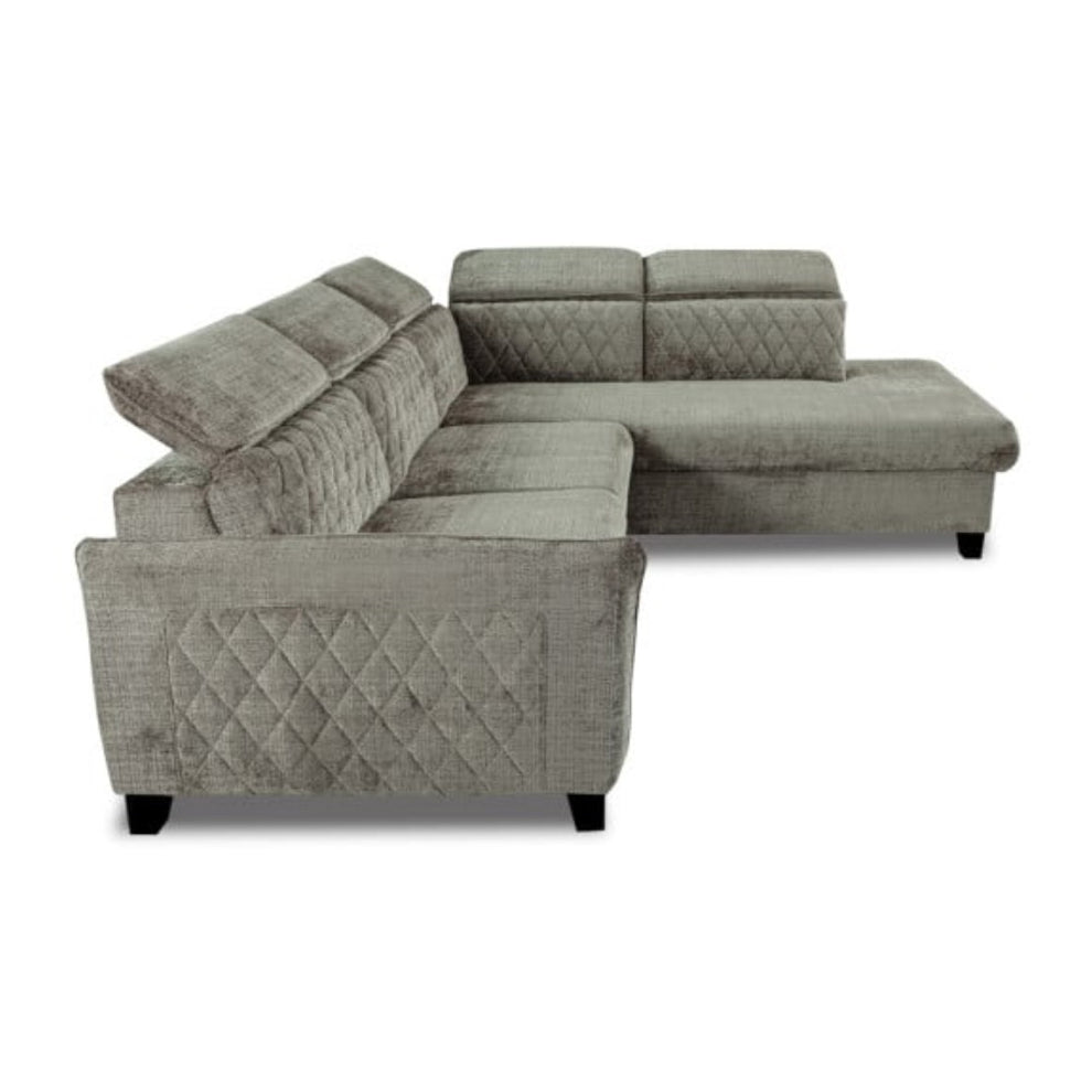 Coltar Extensibil Cu Otoman Dreapta Tiago, 5 Locuri, Tetiere Reglabile, Maro, 255 Cm