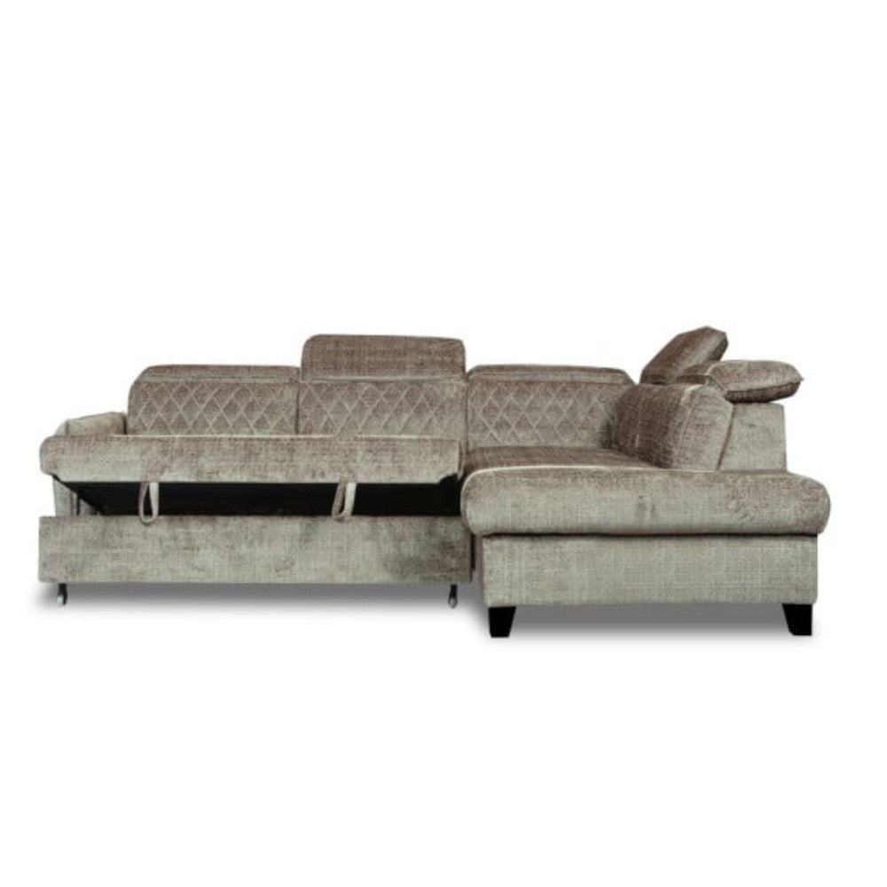 Coltar Extensibil Cu Otoman Dreapta Tiago, 5 Locuri, Tetiere Reglabile, Maro, 255 Cm
