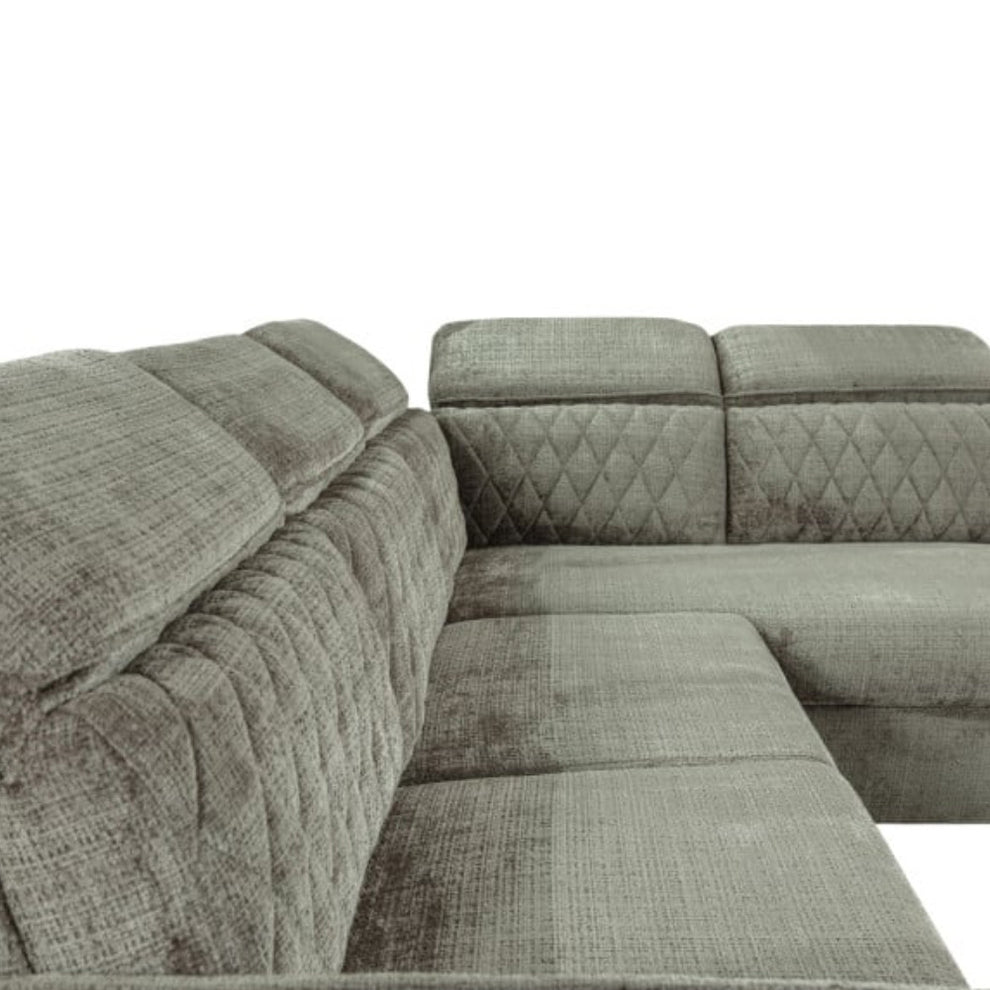 Coltar Extensibil Cu Otoman Dreapta Tiago, 5 Locuri, Tetiere Reglabile, Maro, 255 Cm