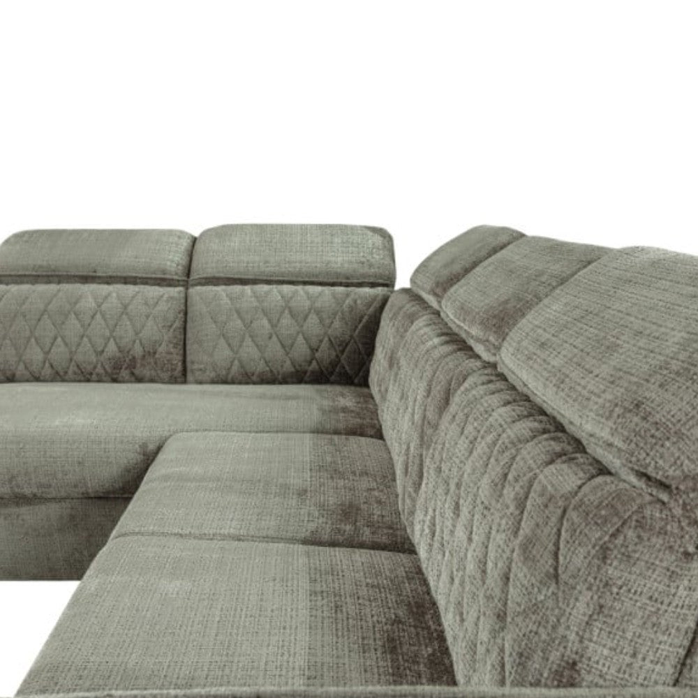 Coltar Extensibil Cu Otoman Stanga Tiago, 5 Locuri, Tetiere Reglabile, Maro, 255 Cm