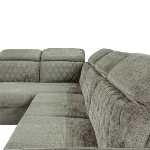 Coltar Extensibil Cu Otoman Stanga Tiago, 5 Locuri, Tetiere Reglabile, Maro, 255 Cm