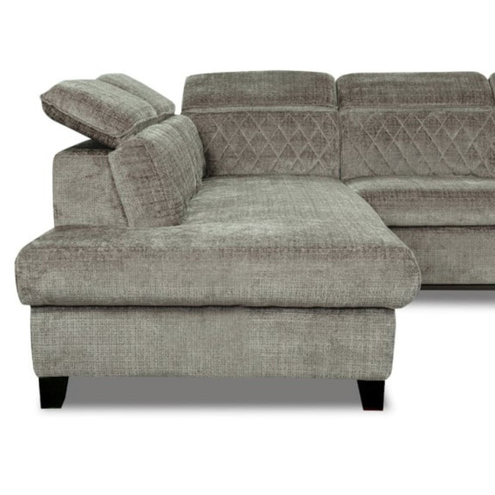 Coltar Extensibil Cu Otoman Stanga Tiago, 5 Locuri, Tetiere Reglabile, Maro, 255 Cm