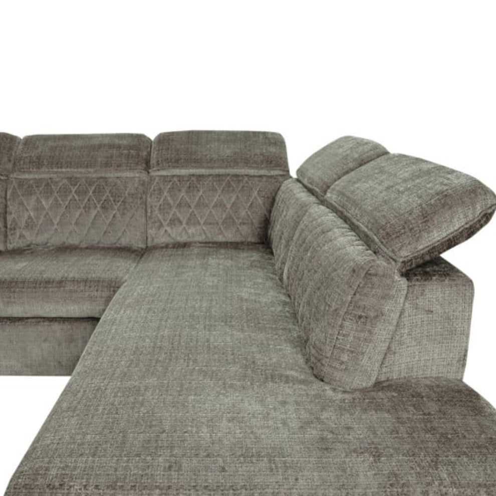 Coltar Extensibil Cu Otoman Stanga Tiago, 5 Locuri, Tetiere Reglabile, Maro, 255 Cm