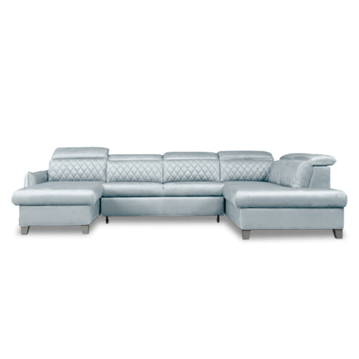 Coltar U Extensibil Tiago, Stanga, 6 Locuri, Tetiere Reglabile, Gri, 330 Cm