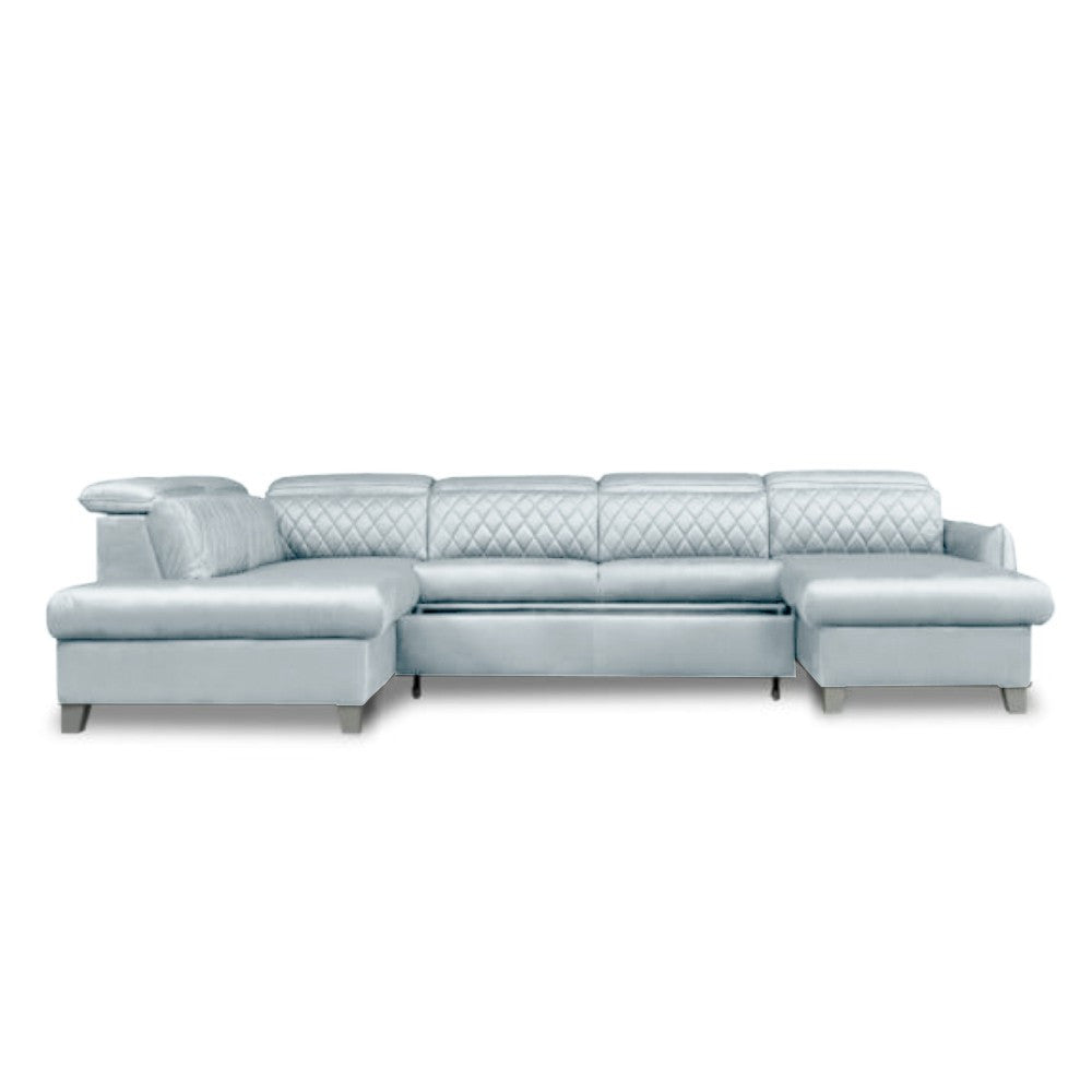 Coltar U Extensibil Tiago, Stanga, 6 Locuri, Tetiere Reglabile, Gri, 330 Cm