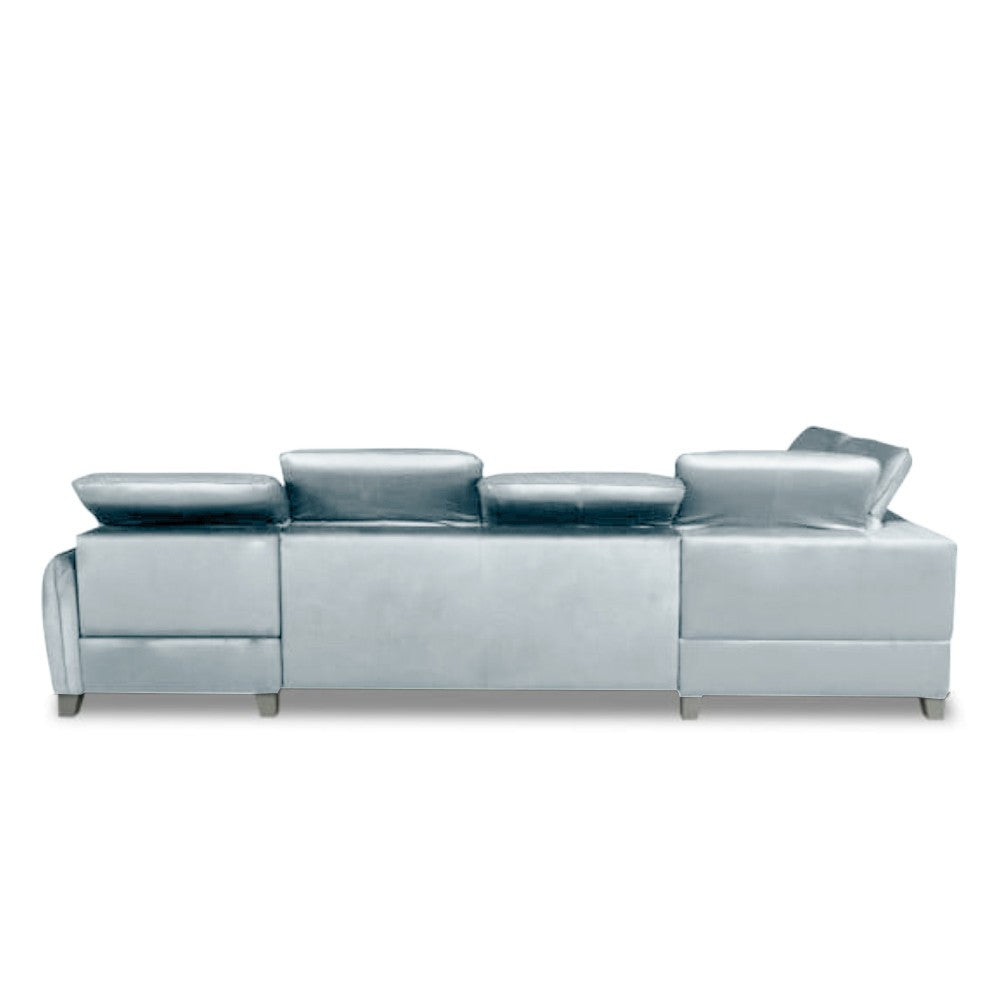 Coltar U Extensibil Tiago, Stanga, 6 Locuri, Tetiere Reglabile, Gri, 330 Cm