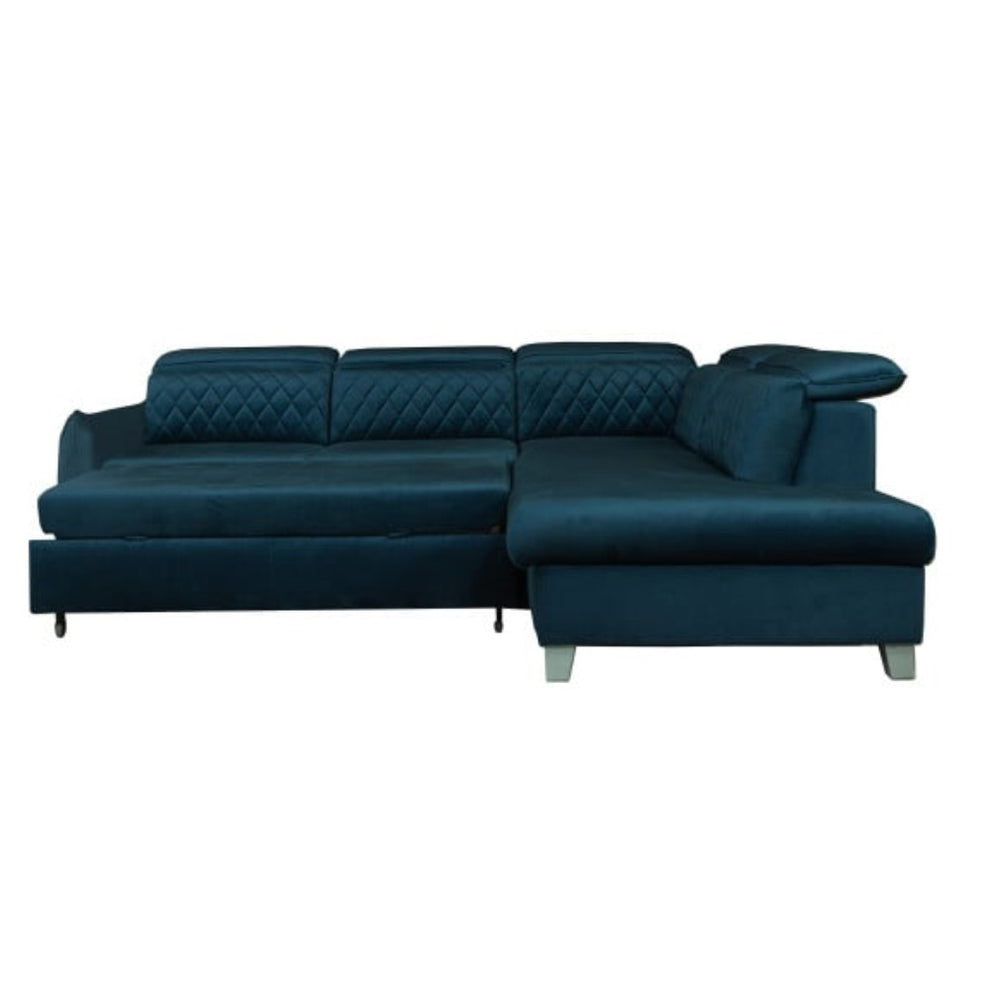 Coltar Extensibil Cu Otoman Dreapta Tiago, 5 Locuri, Tetiere Reglabile, Albastru, 255 Cm