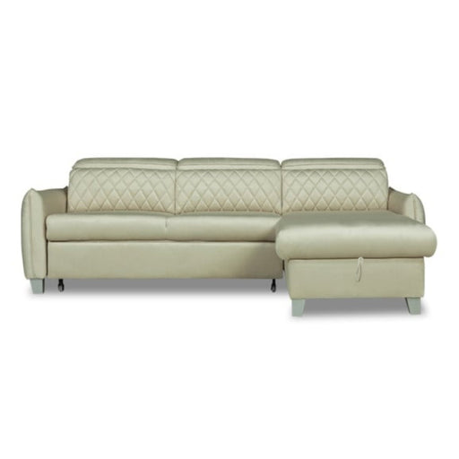 Coltar Extensibil Cu Insula Dreapta Cu Lada Tiago, 5 Locuri, Tetiere Reglabile, Crem, 243 Cm