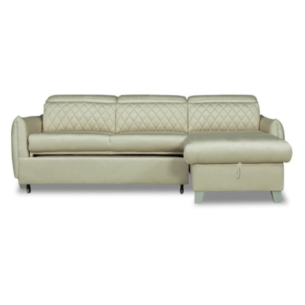 Coltar Extensibil Cu Insula Dreapta Cu Lada Tiago, 5 Locuri, Tetiere Reglabile, Crem, 243 Cm