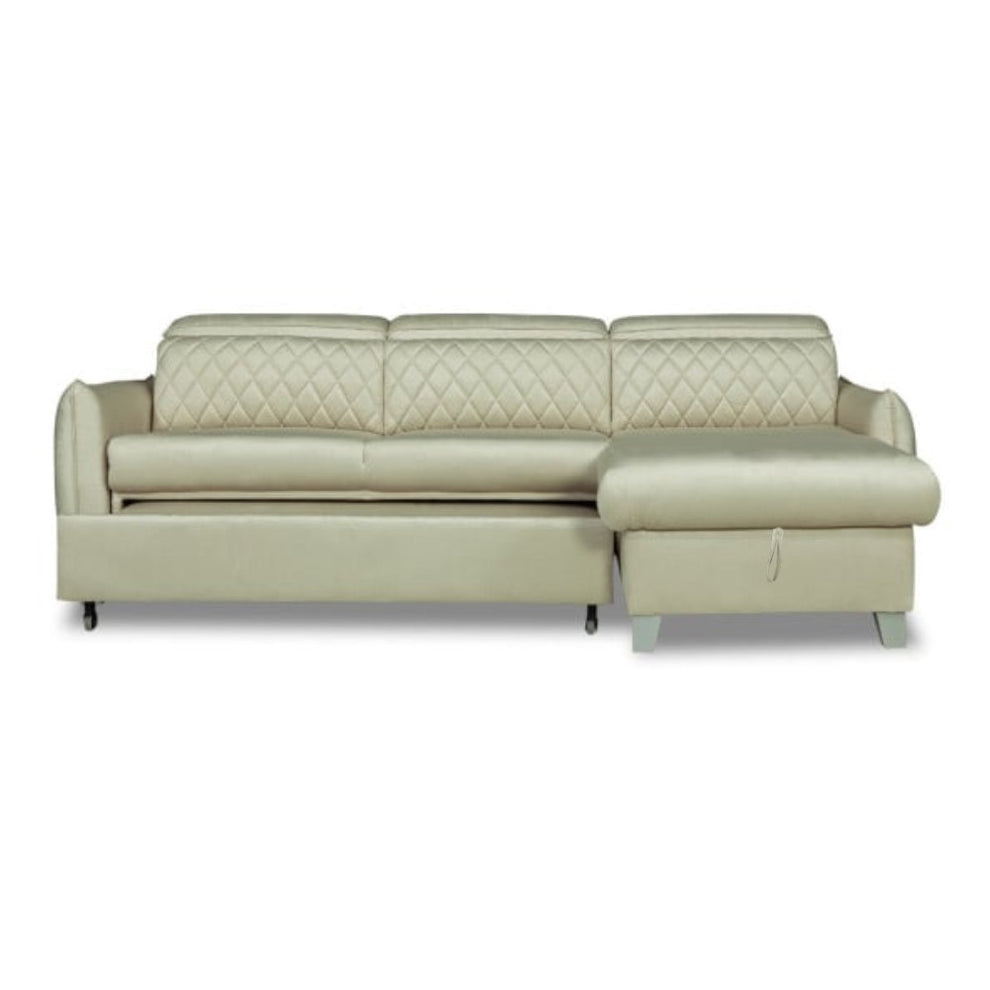 Coltar Extensibil Cu Insula Dreapta Cu Lada Tiago, 5 Locuri, Tetiere Reglabile, Crem, 243 Cm