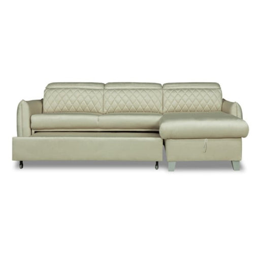 Coltar Extensibil Cu Insula Dreapta Cu Lada Tiago, 5 Locuri, Tetiere Reglabile, Crem, 243 Cm