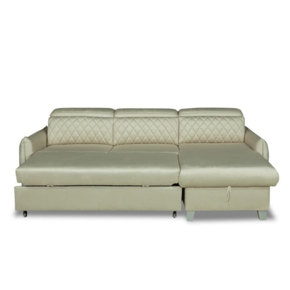 Coltar Extensibil Cu Insula Dreapta Cu Lada Tiago, 5 Locuri, Tetiere Reglabile, Crem, 243 Cm