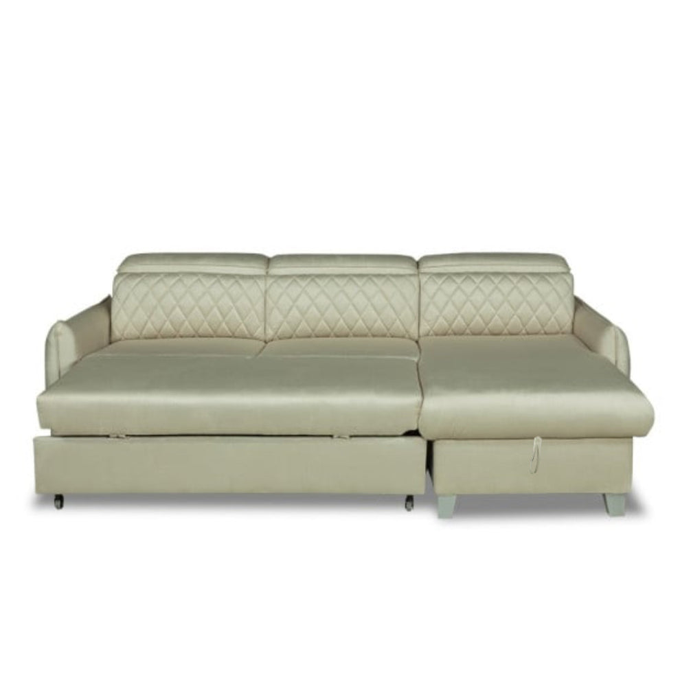 Coltar Extensibil Cu Insula Dreapta Cu Lada Tiago, 5 Locuri, Tetiere Reglabile, Crem, 243 Cm