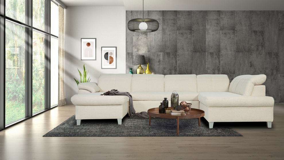 Coltar U Extensibil Sevilia Lux 6 Locuri, Tetiere Reglabile, 355 Cm