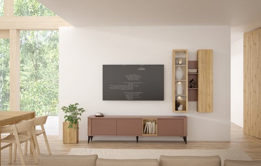 Vitrina Suspendata Bibliotheque, Usi soft close, stejar Cabezone si stejar Artisan, 84.2 Cm