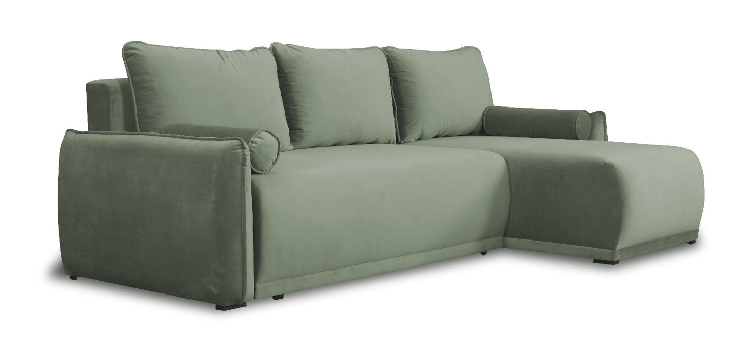 Coltar Extensibil Vida Interschimbabil Stanga/Dreapta, 5 Locuri, Lada Depozitare, Verde, 256 Cm