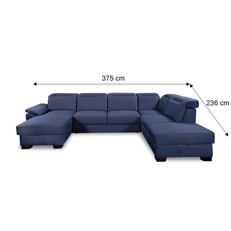 Coltar U Extensibil Cu Lada Dax, Tetiere Reglabile, 375 Cm