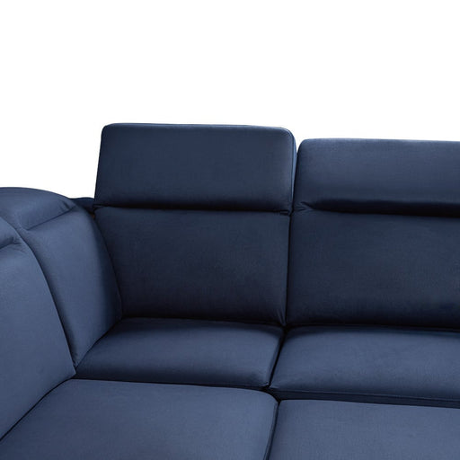 coltar-u-extensibil-cu-lada-dax-tetiere-reglabile-375-cm albastru inchis dreapta cu lada
