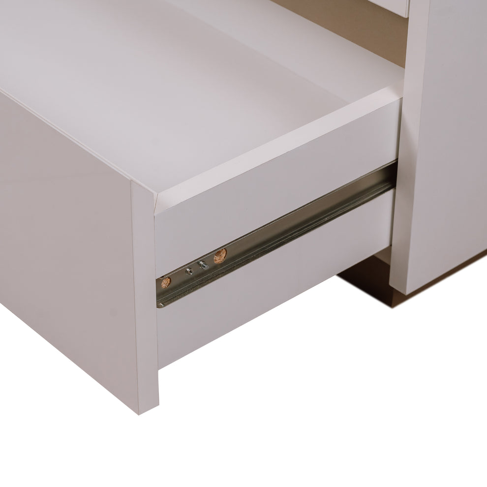 Comoda Phoenix Cu 3 Sertare, Alb Lucios, 113 Cm