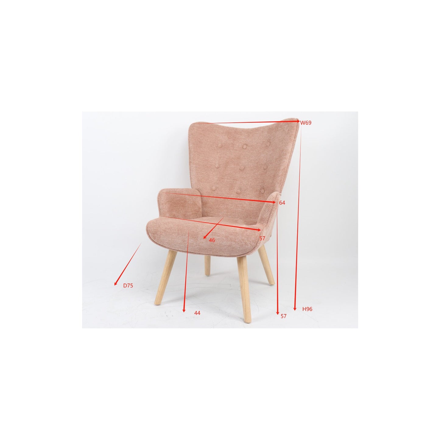 Fotoliu Rafael Pink, 69 Cm