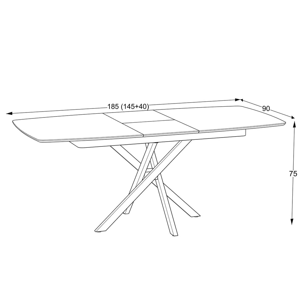 Masa Filo, Negru 145/185 x 90 x 75 Cm