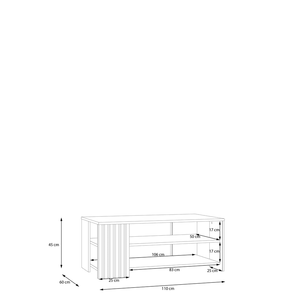 Masa Cafea Mare Cordega Negru Si Stejar Artisan, 110 Cm