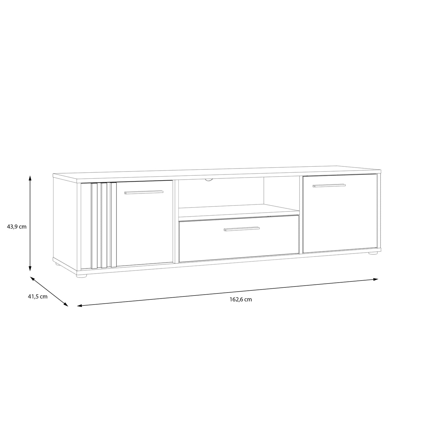 Comoda Tv Mare Cordega, Alb Si Stejar Artisan, 162.6 Cm