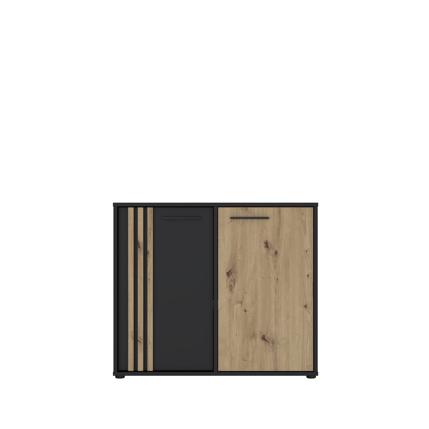 Comoda 2 Usi Cordega Negru Si Stejar Artisan, 95.8 Cm