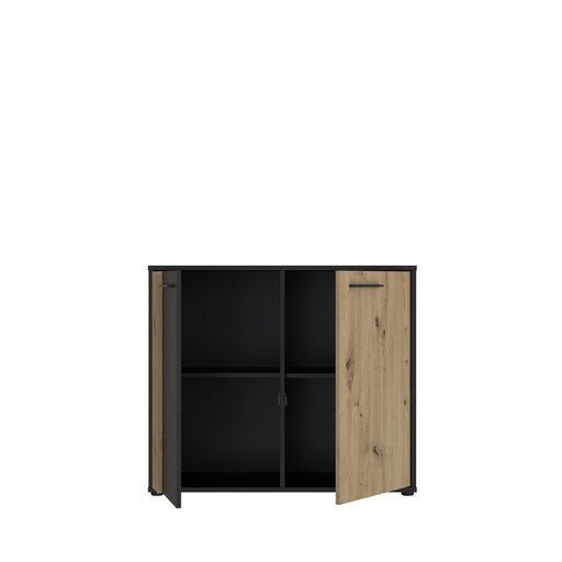 Comoda 2 Usi Cordega Negru Si Stejar Artisan, 95.8 Cm