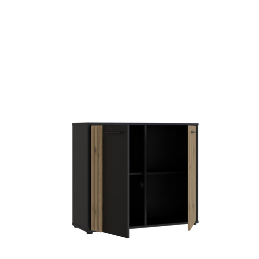 Comoda 2 Usi Cordega Negru Si Stejar Artisan, 95.8 Cm