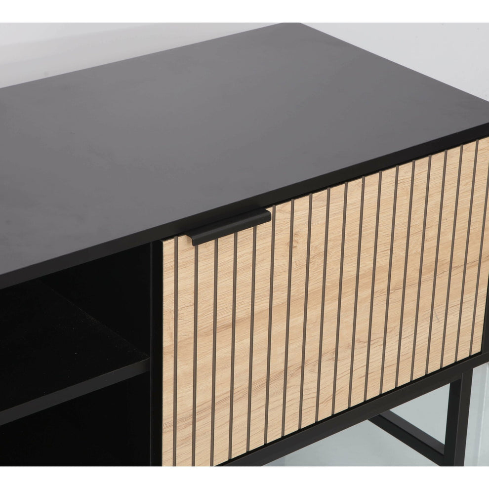 Comoda Tv Cargo, Negru Si Stejar, 150 Cm