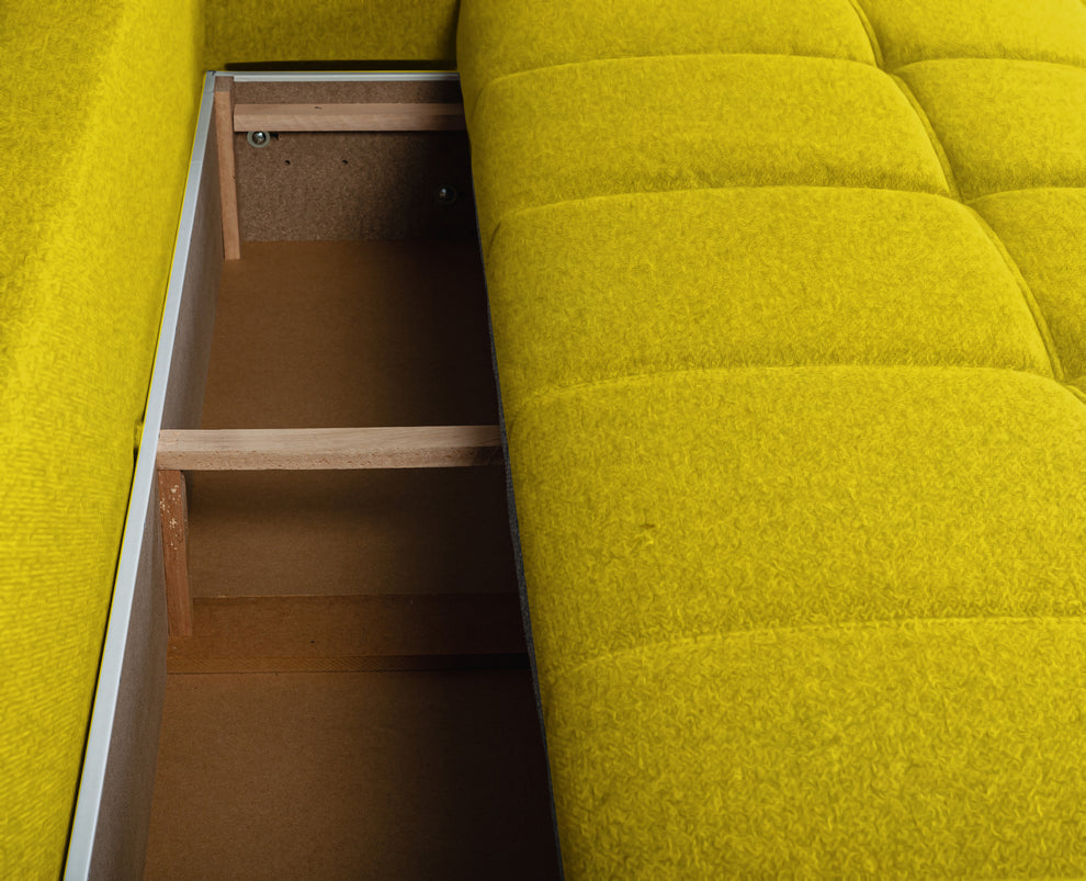 Canapea Extensibila Green, 3 locuri, Lada Depozitare, Galben, Otusso 14, 240 Cm