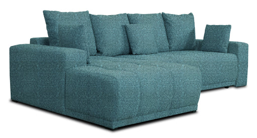 Coltar Cu Insula Dreapta Green, 5 Locuri, Lada Depozitare, Albastru, Cashmere 75, 280 Cm