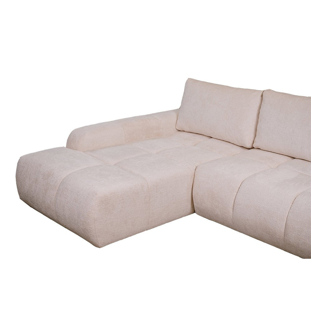 Coltar Extensibil Stanga Luna, Lada Depozitare, 5 Locuri, ONYX 1 IVORY, 270 Cm