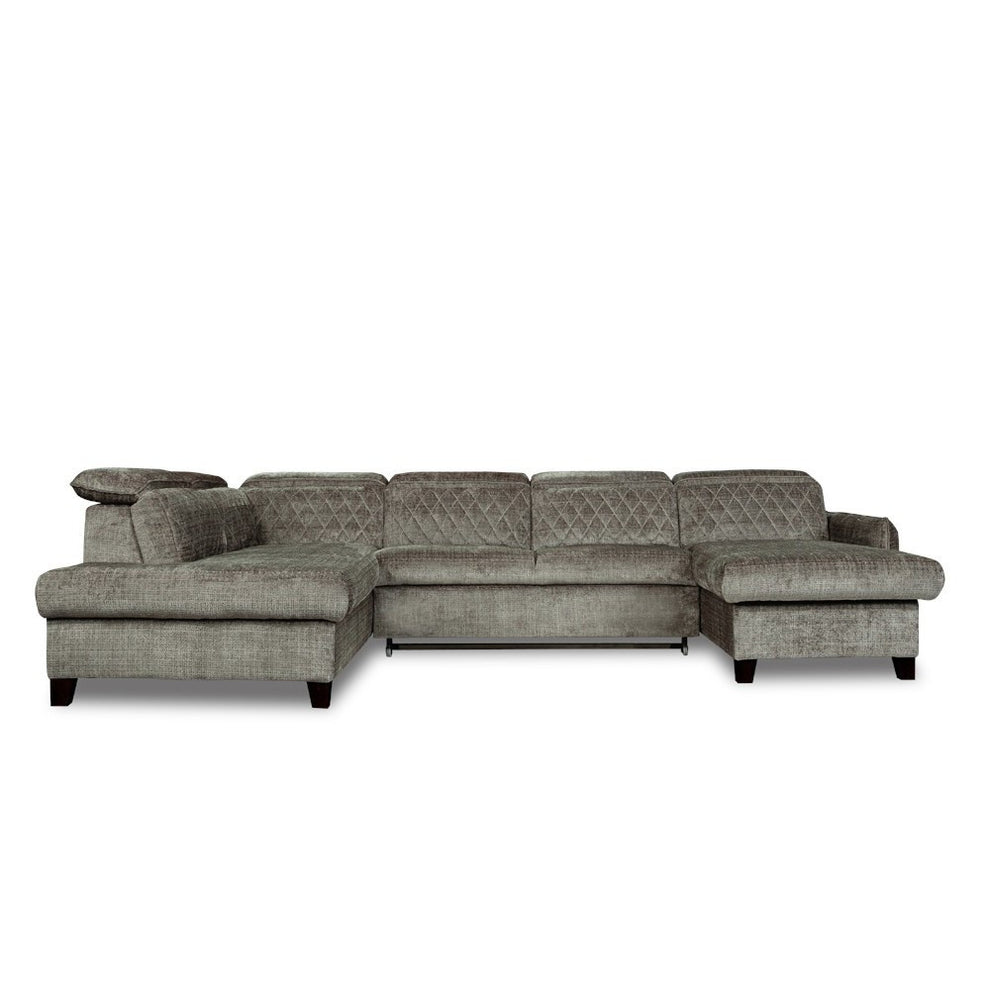 Coltar U Extensibil Tiago, Stanga, 6 Locuri, Tetiere Reglabile, Maro Cremona, 330 Cm