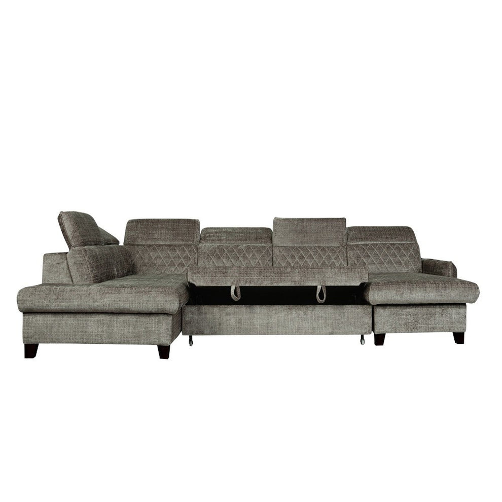 Coltar U Extensibil Tiago, Stanga, 6 Locuri, Tetiere Reglabile, Maro Cremona, 330 Cm